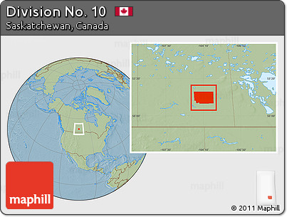 Savanna Style Location Map of Division No. 10, hill shading