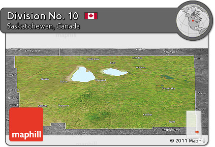 Satellite Panoramic Map of Division No. 10, desaturated