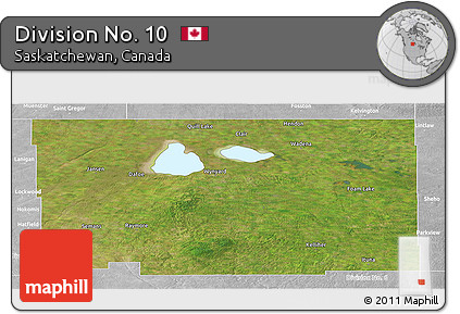 Satellite Panoramic Map of Division No. 10, lighten, desaturated
