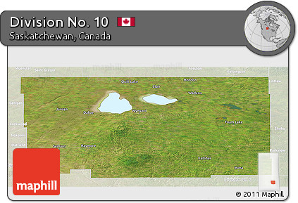 Satellite Panoramic Map of Division No. 10, lighten