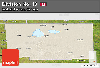 Shaded Relief Panoramic Map of Division No. 10, satellite outside