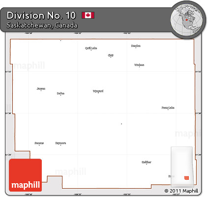 Classic Style Simple Map of Division No. 10, cropped outside