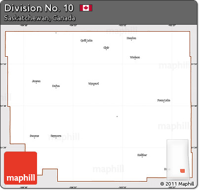Classic Style Simple Map of Division No. 10, cropped outside