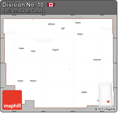 Gray Simple Map of Division No. 10, cropped outside