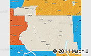 Shaded Relief Map of Division No. 11, political outside