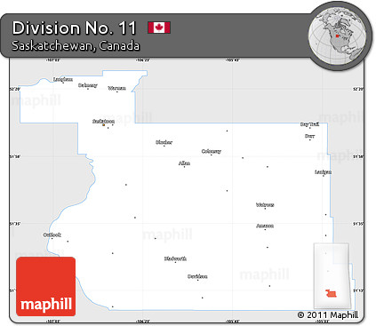 Silver Style Simple Map of Division No. 11, single color outside