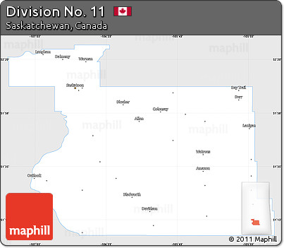 Silver Style Simple Map of Division No. 11, single color outside