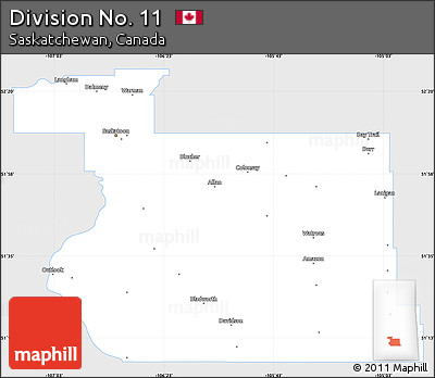 Silver Style Simple Map of Division No. 11, single color outside