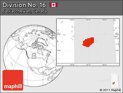 Blank Location Map of Division No. 16, highlighted parent region