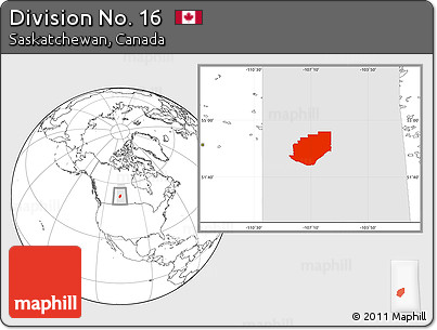 Blank Location Map of Division No. 16, highlighted parent region