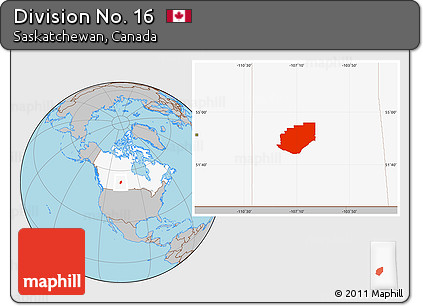 Gray Location Map of Division No. 16, highlighted country