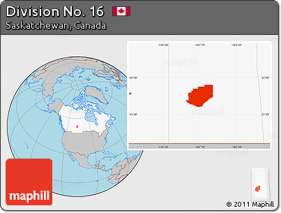 Gray Location Map of Division No. 16, highlighted country