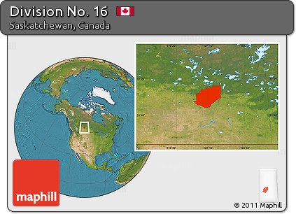 Satellite Location Map of Division No. 16