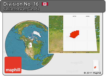 Satellite Location Map of Division No. 16, highlighted parent region