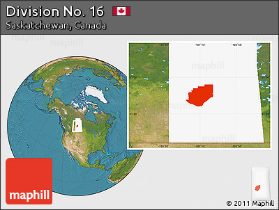 Satellite Location Map of Division No. 16, highlighted parent region