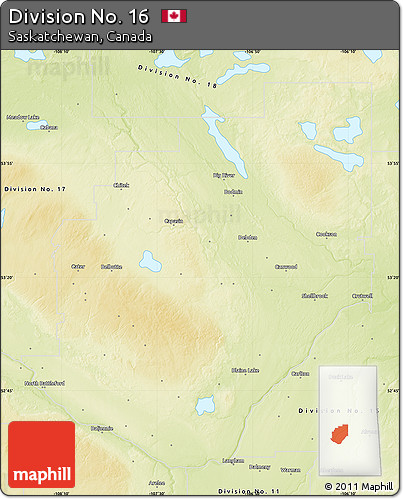 Physical Map of Division No. 16