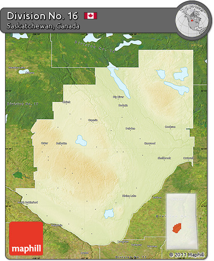 Physical Map of Division No. 16, satellite outside