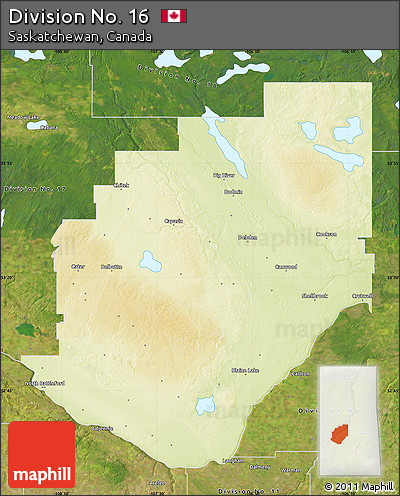 Physical Map of Division No. 16, satellite outside