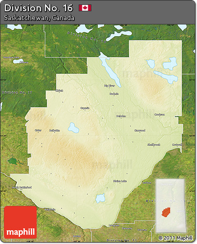 Physical Map of Division No. 16, satellite outside