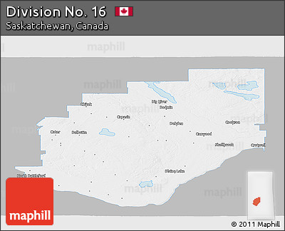 Gray Panoramic Map of Division No. 16, single color outside