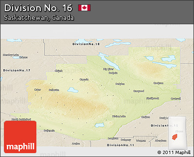 Physical Panoramic Map of Division No. 16, shaded relief outside
