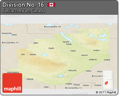 Physical Panoramic Map of Division No. 16, shaded relief outside