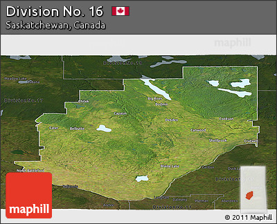 Satellite Panoramic Map of Division No. 16, darken