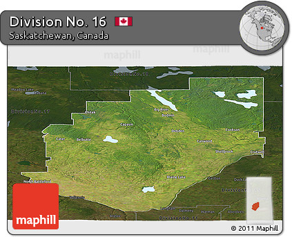 Satellite Panoramic Map of Division No. 16, darken