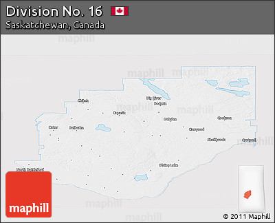 Silver Style Panoramic Map of Division No. 16, single color outside