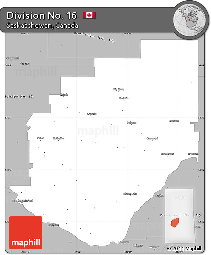 Gray Simple Map of Division No. 16