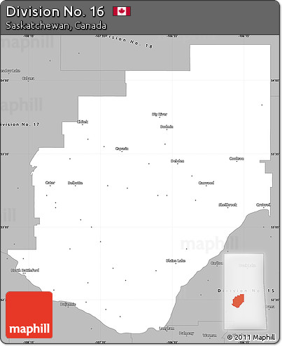 Gray Simple Map of Division No. 16