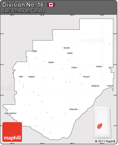 Silver Style Simple Map of Division No. 16, cropped outside