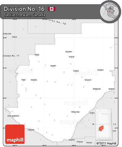 Silver Style Simple Map of Division No. 16