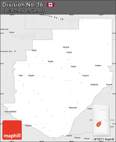 Silver Style Simple Map of Division No. 16