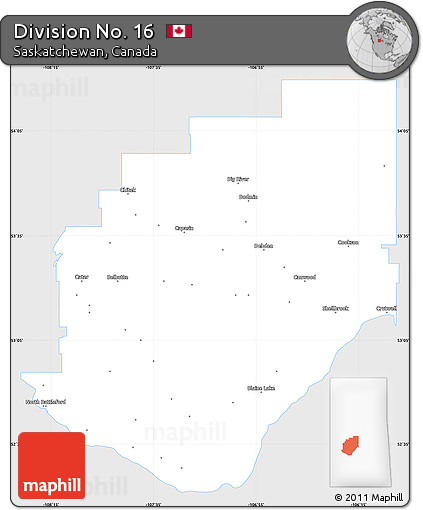 Silver Style Simple Map of Division No. 16, single color outside