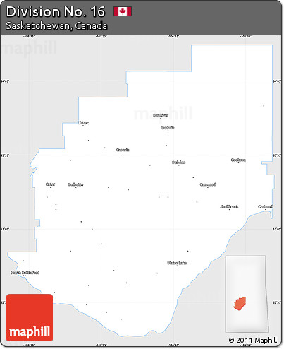 Silver Style Simple Map of Division No. 16, single color outside