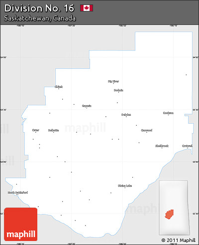Silver Style Simple Map of Division No. 16, single color outside