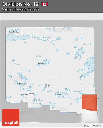 Gray 3D Map of Division No. 18, single color outside