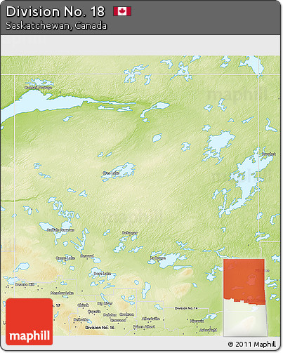 Physical 3D Map of Division No. 18