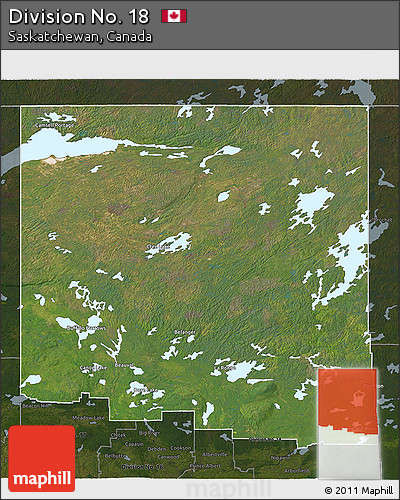 Satellite 3D Map of Division No. 18, darken