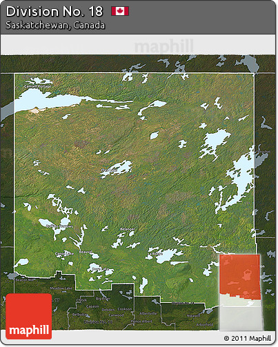 Satellite 3D Map of Division No. 18, darken