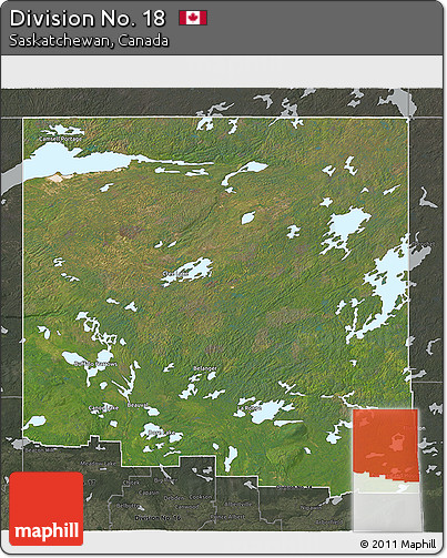 Satellite 3D Map of Division No. 18, darken, semi-desaturated