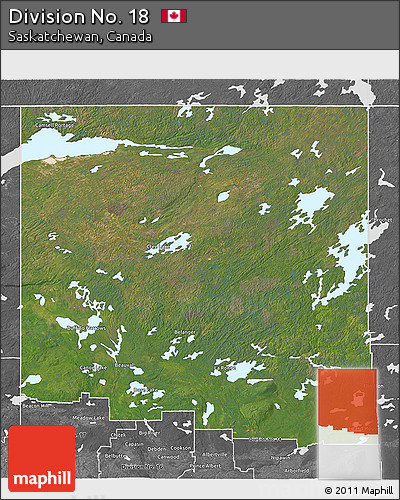 Satellite 3D Map of Division No. 18, desaturated