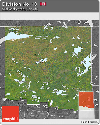 Satellite 3D Map of Division No. 18, desaturated
