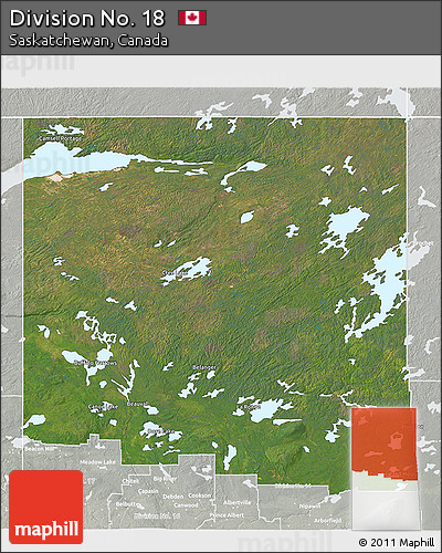 Satellite 3D Map of Division No. 18, lighten, semi-desaturated