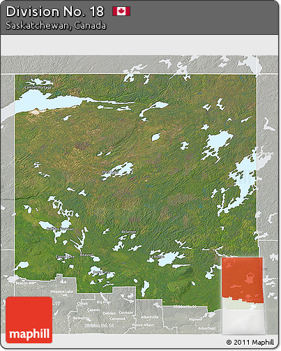 Satellite 3D Map of Division No. 18, lighten, semi-desaturated