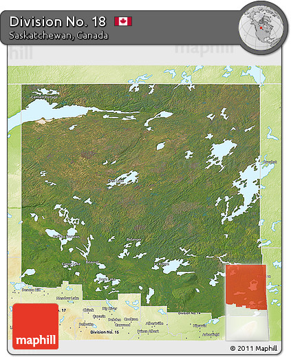 Satellite 3D Map of Division No. 18, physical outside