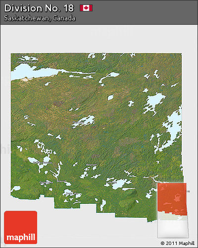Satellite 3D Map of Division No. 18, single color outside