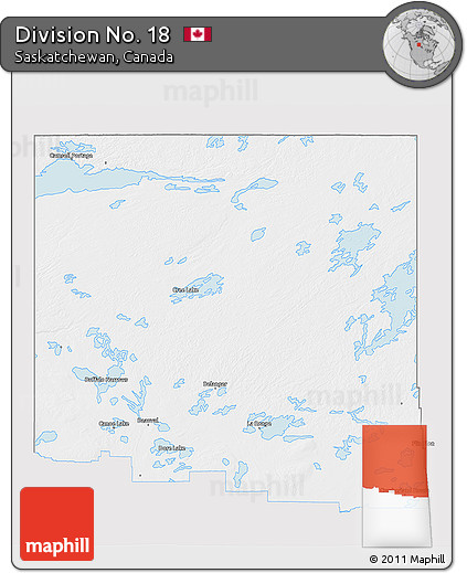 Silver Style 3D Map of Division No. 18, single color outside