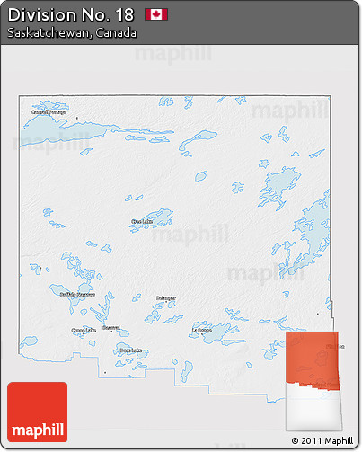 Silver Style 3D Map of Division No. 18, single color outside